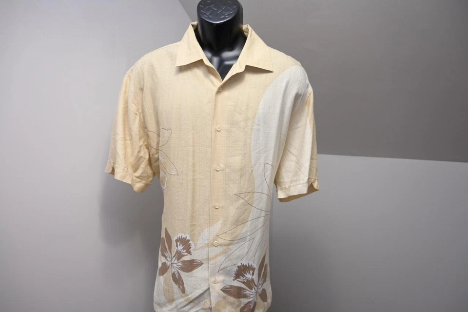 Cubavera 夏威夷纽扣露营衬衫花卉 100% 纤维胶休闲男式 XL 码 — 第 2/4 张图片