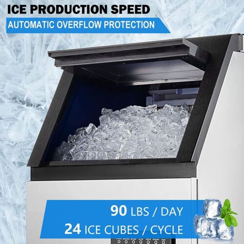 58KG/24H Commercial Ice Maker Stainless Steel Ice Cube Machine Restaurant Bar - Picture 3 of 18