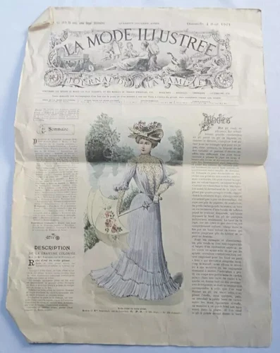 Antique La Mode Illustree Magazine Edwardian French Fashion Ladies August 1901