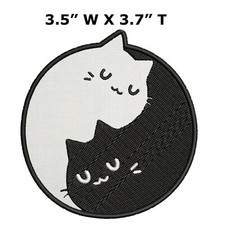 Yin Yang cats biker tattoo sew embroidered applique iron-on patch S-1400