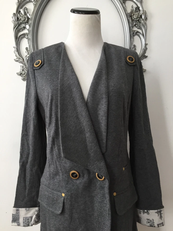 Anthropologie LEIFSDOTTIR Double Waist 3/3 Wrap Sleeve Blazer Gray Small 4-6 NEW - Image 2 of 4