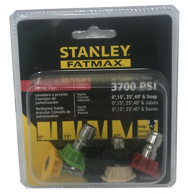Stanley FatMax Pressure Washer Tips Set 5 Nozzles 3700 PSI Quick Connect Fitting