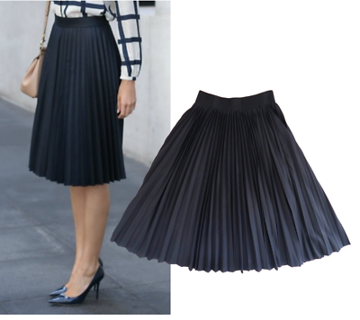 DEREK LAM 10 Crosby accordion pleated Midi Skirt Navy blue | eBay