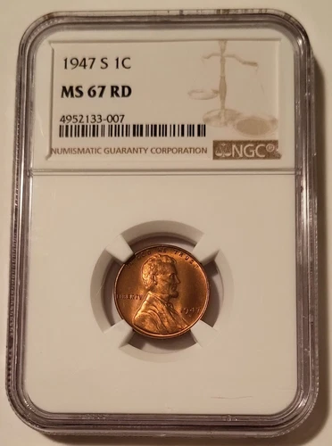NGC 1947 S Lincoln Wheat Cent MS67 RED