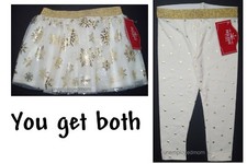Gold Ivory Tutu Skirt Leggings Holiday Baby Girls Christmas
