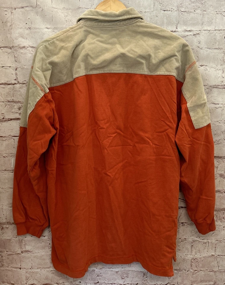Camisa Coleman Hombres XL Vintage Polo Pullover Pana Campamento Cuello Lazo Naranja Tostado Foto 2 de 4
