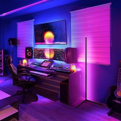 56" RGB LED Corner Floor Lamp RGBIC Ambient Light App Control DIY Color Changing - Picture 12 of 13