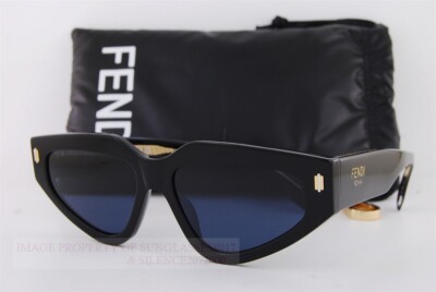 NEW FENDI BLACK BLUE WOMEN SUNGLASSES FENDI FE40163U 01V FENDI Fendi Roma FE40163U women Black Geometric Sunglasses  main image 3
