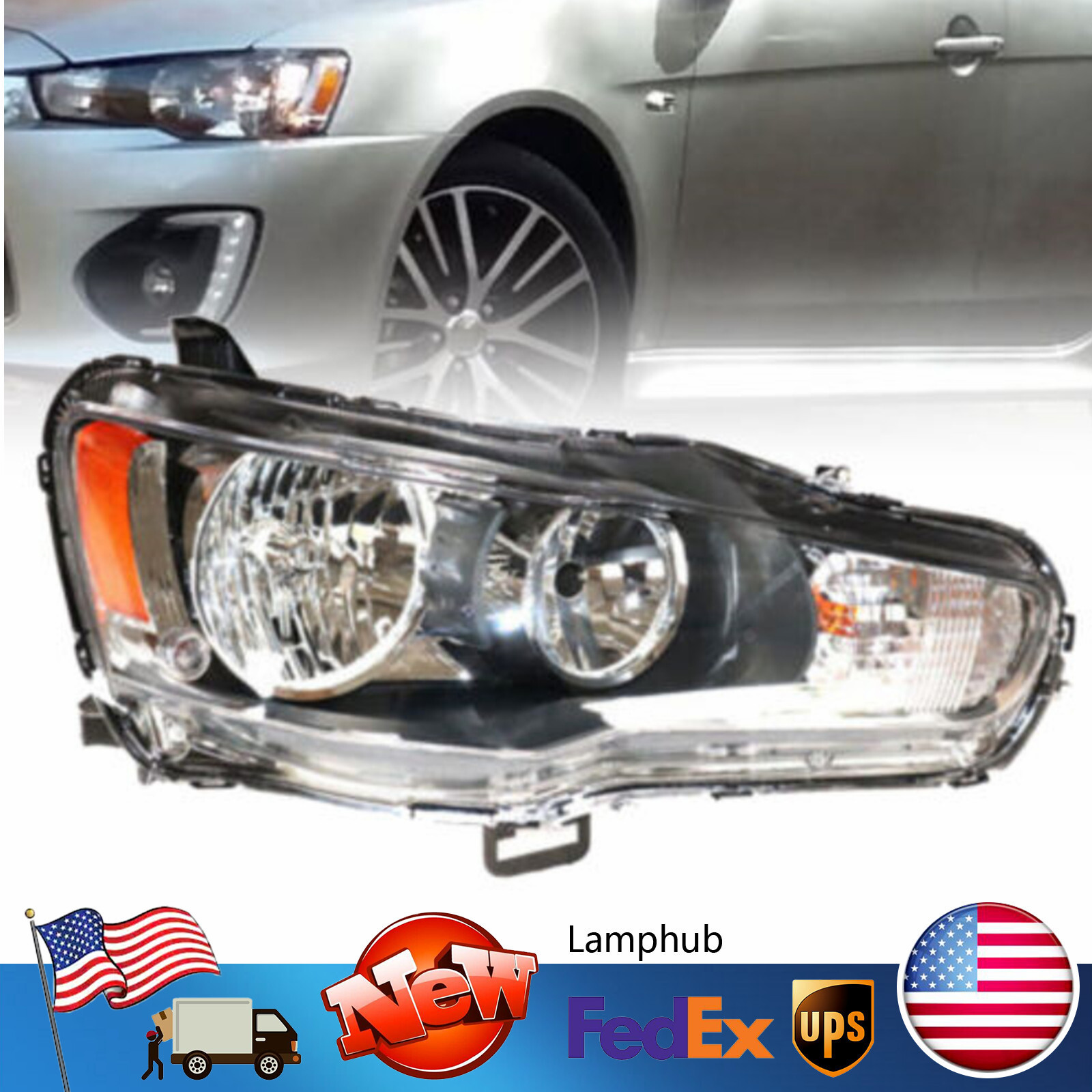 For 2008-2017 Mitsubishi Lancer Halogen Headlight Headlamp Right Passenger Side