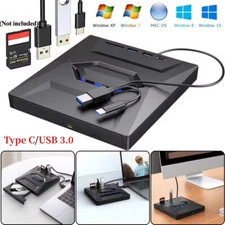 External CD DVD Drive USB 3.0 Writer Burner Player for PC Laptop Windows 10 11