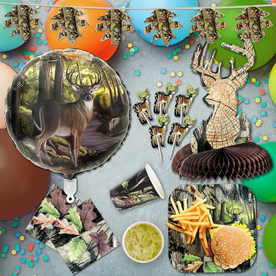 Охота камуфляж Buck Deluxe вечеринки упаковка для 16 гостей! Комплект имеет 16 ea. 9 дюймов квадратный... - Изображение 2 из 4