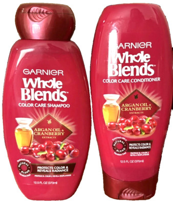 GARNIER WHOLE BLENDS Color Care Shampoo & Conditioner Argan Oil & Cranberry
