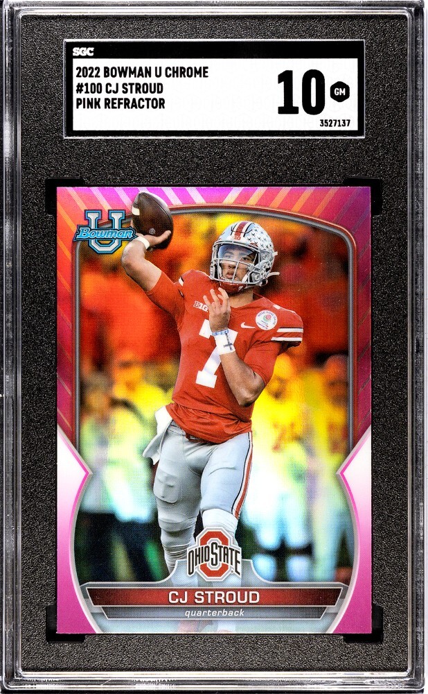 CJ STROUD 2022 Bowman U Chrome #100 RC Pink Refractor SGC 9.5 OSU Texans ROY