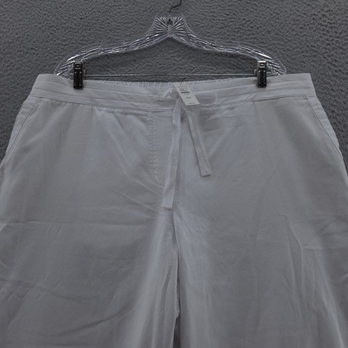 NWT Talbots Womens Chambray Drawstring Cropped Pants 18W White Elastic Waist - Picture 3 of 14