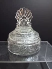 Vintage - L.E. Smith Pleated Fan Art Deco Powder Jar Depression Glass 1930s