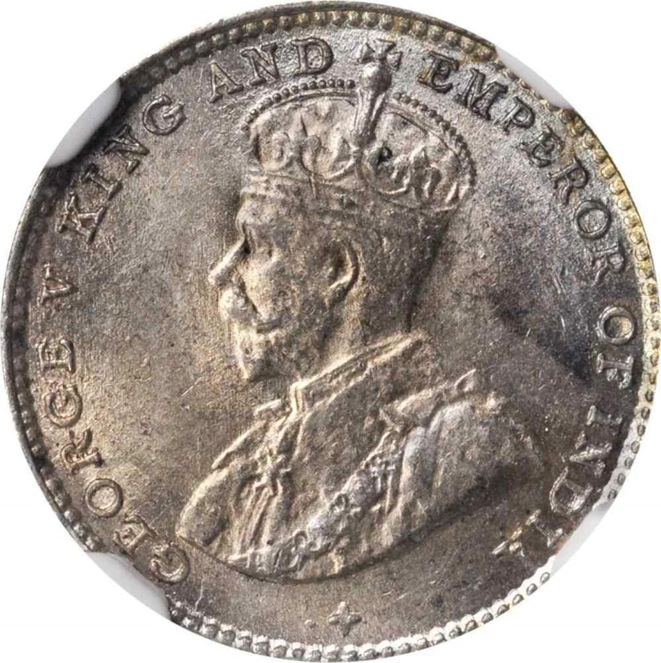1919 Silver Small Coin 5 Cents Straits Settlement Malaya George V England MS 63 - Image 2 of 4