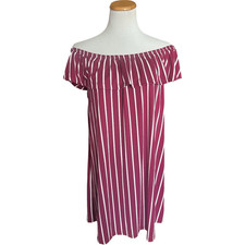 Womens Capella Striped Flounce Off Shoulder Dress - Sz 2X