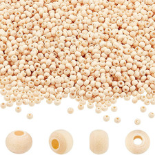 3000Pcs Wood Beads, 4mm Unfinished Round Wood Loose Beads, Undyed Natural Woo...