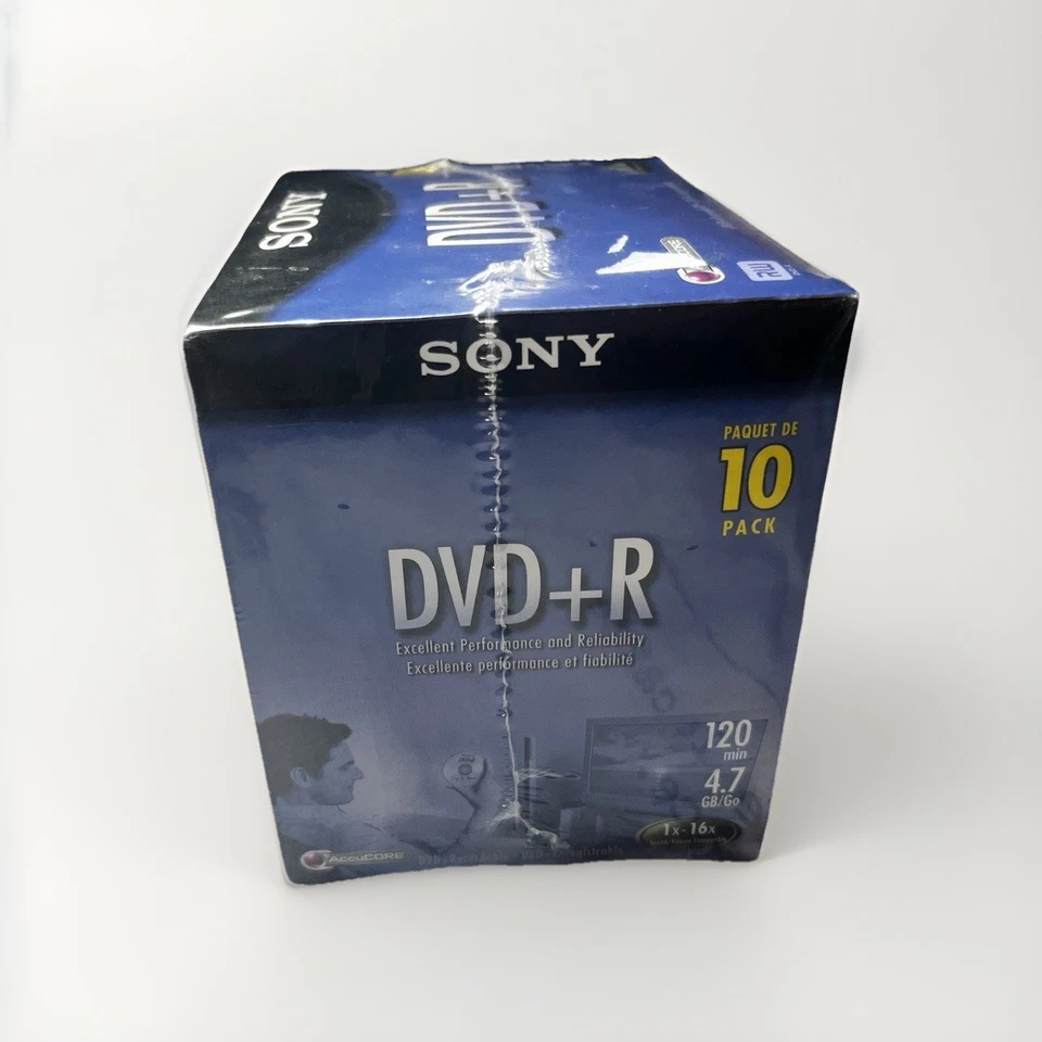 Sony DVD+R 10 Pack Discs W/Cases 120 min 4.7 GB Blank Sealed 1x-16x DPR47SL4 NEW - Image 2 of 4