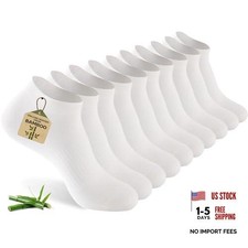 Women's Ankle Socks, 5 Pairs, Bamboo Rayon Ultra Thin Low Cut  Medium White