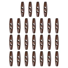 25pcs Wooden Toggle Buttons 55mm Double Hole Olive Sewing Button, Brown