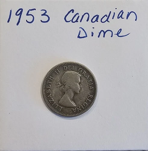 1953 Canada Dime .80 Silver Candadian 10 Cents