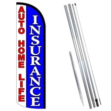 Insurance Auto Home Life Premium Windless Feather Flag Bundle Complete Kit OR