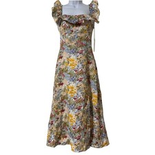 Reformation NWT Amethyst Linen Midi Dress Sz 2 Cottagecore Summer Chic