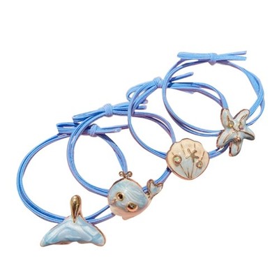 4pcs Cute Whale Design Stretchy Hair Bands Gentle Hair Accessories Children