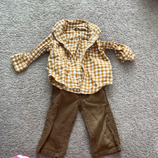 Janie and Jack Boys 2-Piece 6-12M Gingham Long Sleeve Shirt Corduroy Pants