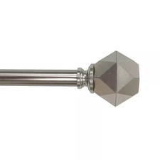 36 In. - 66 In. Telescoping 3/4 In. Single Curtain Rod Kit in Brushed Nickel wit