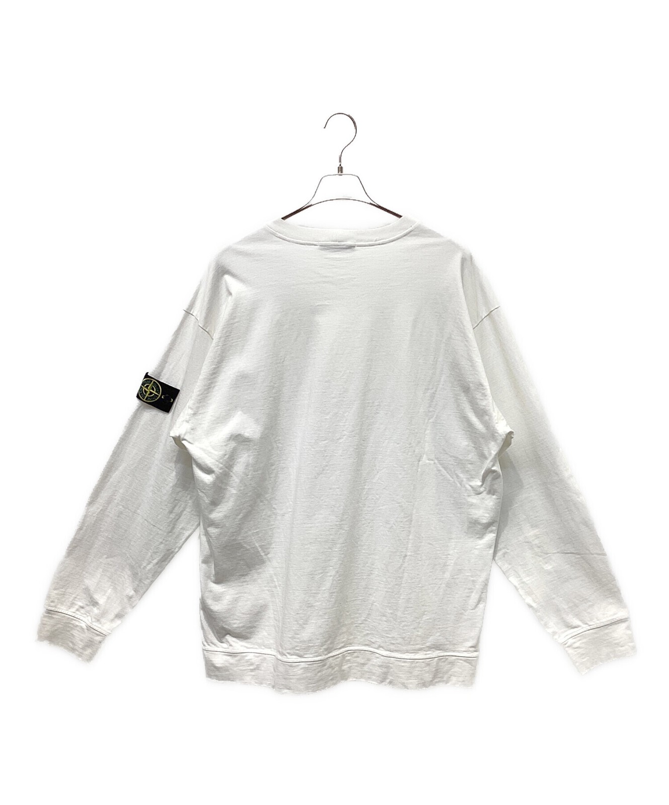 STONE ISLAND/ Logo Patch Garment Dye Sweatshirt Long Sleeve T-Shirt White Size: thumbnail 5