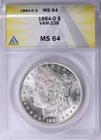 1884-O Morgan Silver Dollar ANACS MS-64 VAM-23B Clashed Obverse Die Doubled 1-4