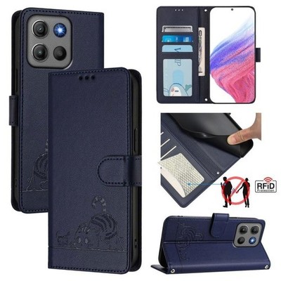 RFID-blocking case with lanyard and embossed cat/rat design for Motorola...