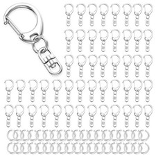 50Pcs Lobster Claw Clasps for Keychain Clip, Swivel Snap Hooks Silver Key Chain