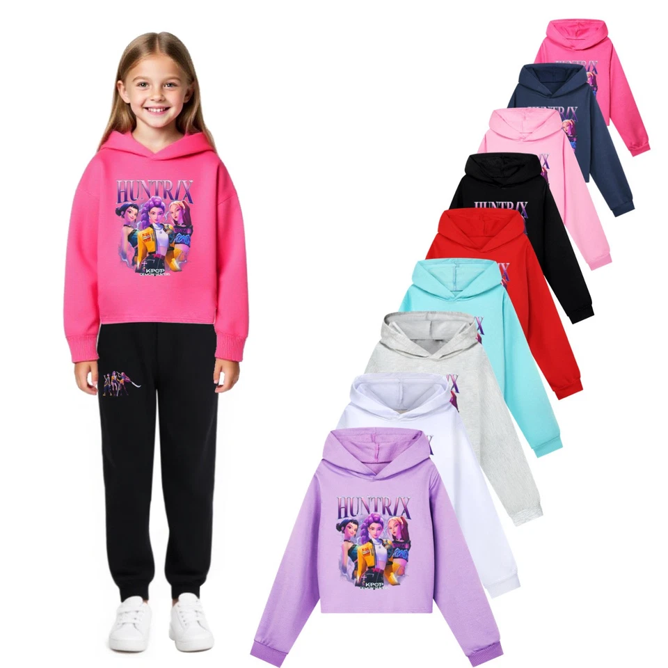 Girls KPOP Devil Hunters Hoodie Kids HUNTRO Hoody Sweatshirt Pullover Jumper Top - Image 2 of 4
