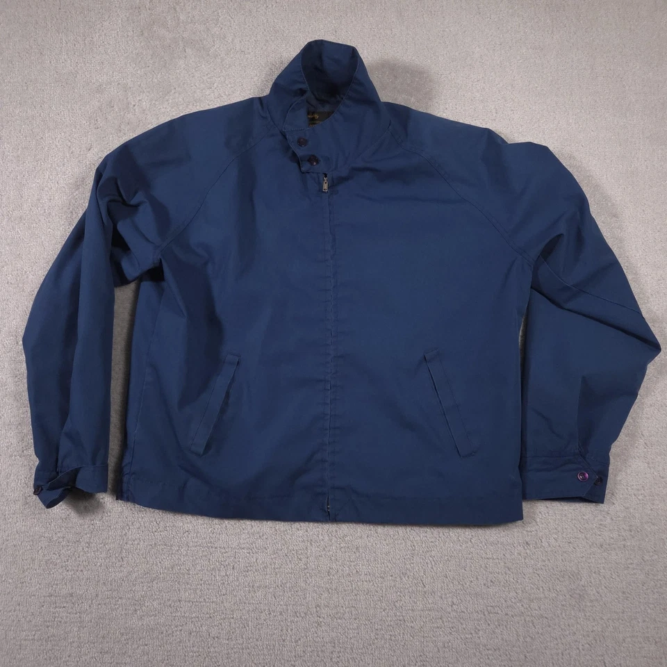 Vintage Sears Jacket Mens Large Blue Harrington Golf Windbreaker Hong Kong 80s - Image 3 of 4