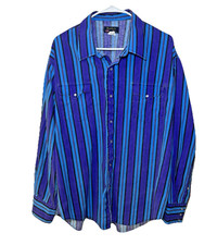 Ruddock Bros Shirt Mens Pearl Snap Striped Western Cowboy Rodeo Long Sleeve VTG
