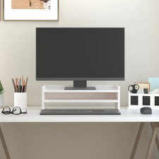 Image of Monitor Stand White 50x24x16 cm Solid Wood Pine vidaXL