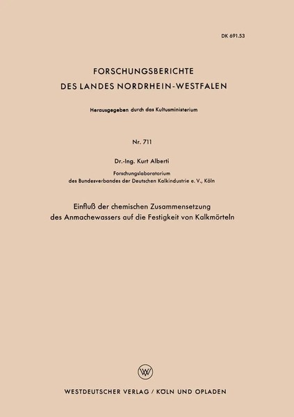 Kurt Alberti | Einfluß Der Chemischen Zusammensetzung des Anmachewassers Auf...-image