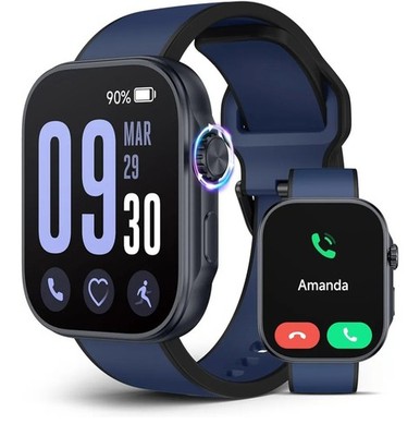Open Box New SOUYIE Smart Watch Blue, 1.99'' AMOLED, PPG BP, Fitness, Android iOS