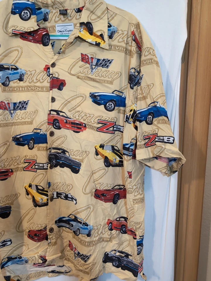 David Carey Originals Z06 Camaro All Over Button Up S/S Camp Shirt SZ 2XL  - Image 2 of 4