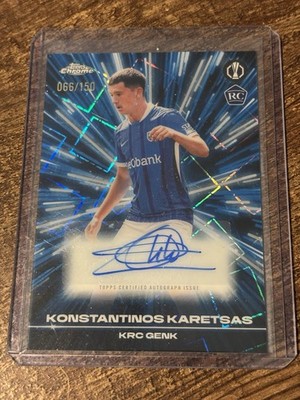 2025-26 Topps Chrome UCC Black Lazer Auto Konstantinos Karetsas Blue /150 RC