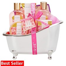 Gift Set For Women, Bath Sets for Women Gift, 8 Pcs Rose Basket Includes Bubb...