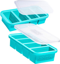 1 Cup Silicone Freezer Molds with Lids - Soup Cubes with Steel Reinforced Rim -