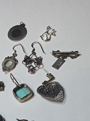 Vintage Schmuck Konvolut Sterling Silber 925 Anhänger Charms einzelne Ohrringe Pins 47,5g - Bild 20 von 22