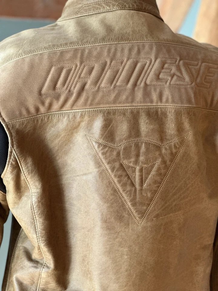 Dainease Stripes Men’s Leather Jacket with Zip Out Lining Motorcycle Jacket - Image 4 of 4