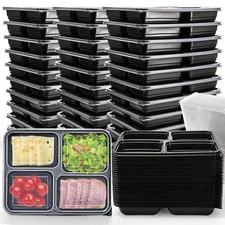 50 Pack Meal Prep Containers, 34oz Leak-Proof Food Storage Box with Lid, Micr...