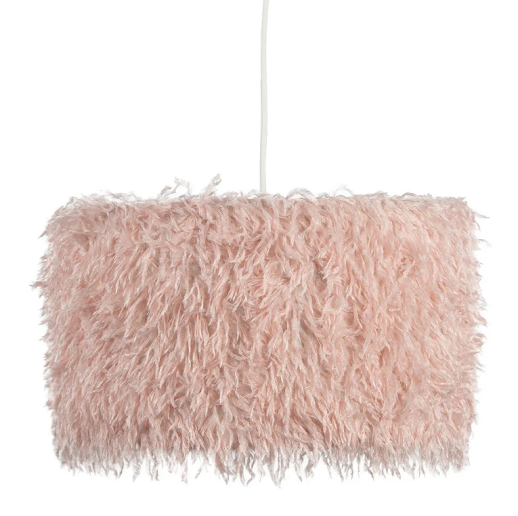Lampshade Pink 12"" Faux Feather Drum 300mm Oaks Lighting C101/12 PI