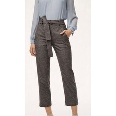 Aritzia WILFRED Black Checked Wool Blend Tie Front Cropped Pants    Size: 4